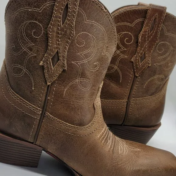 Justin Gypsy Chellie Western Booties Women 7.5B Tan Leather Square Ankle GY9510 - Picture 16 of 16